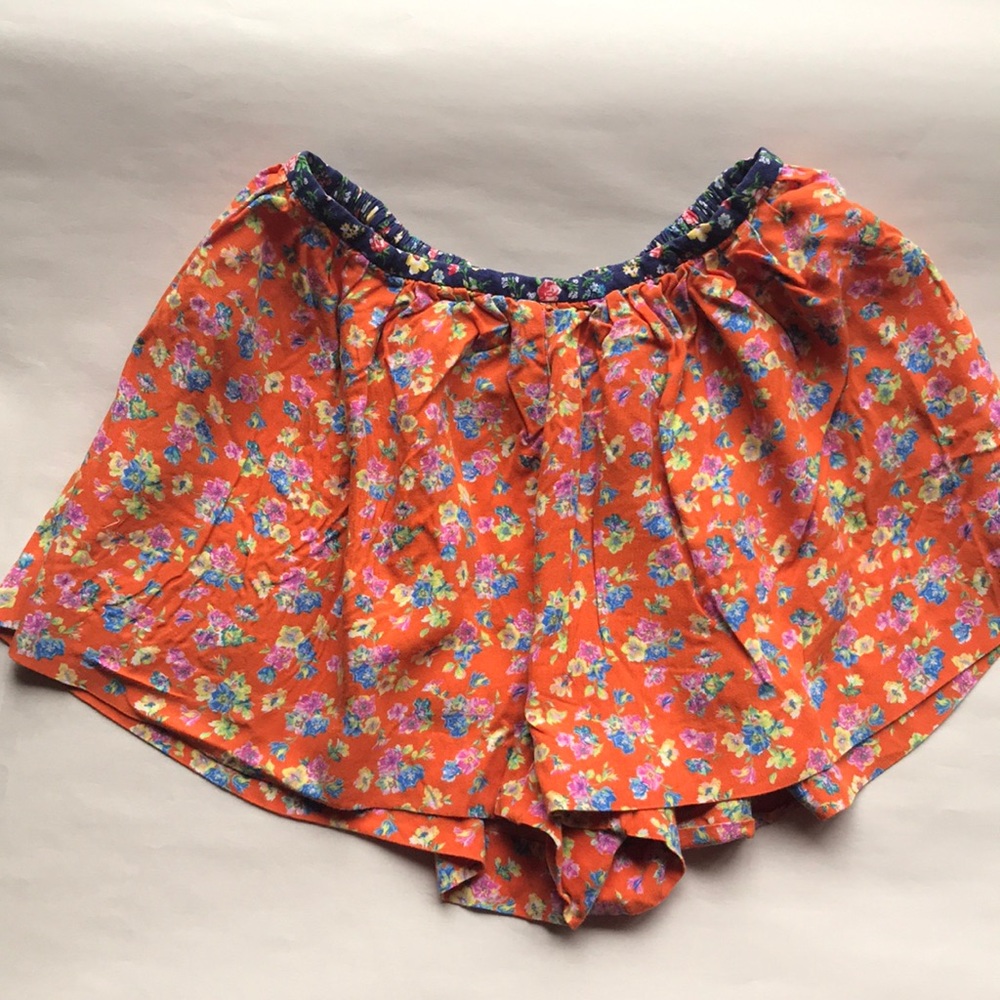 RALPH LAUREN Floral Orange Skort Shorts Skirt 10